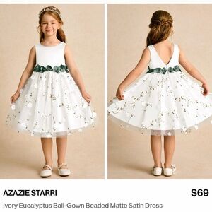 Azazie Flower Girl Starri Ivory Eucalyptus Ball-Gown Dress Size 2T